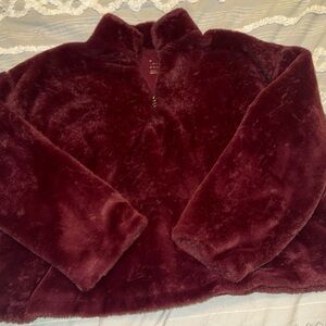 A New Day Deep Maroon Faux Fur Jacket